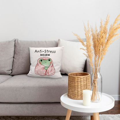 Frosch in rosa Decke Kuschelkissen mit Spruch Anti-Stress Kuschelkissen