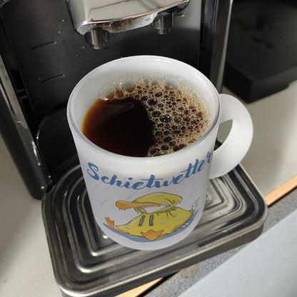 Möwe Glas Tasse mit Spruch Schietwetter