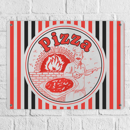 Pizzakarton Metallschild XL in 21x28 cm für Pizzafans