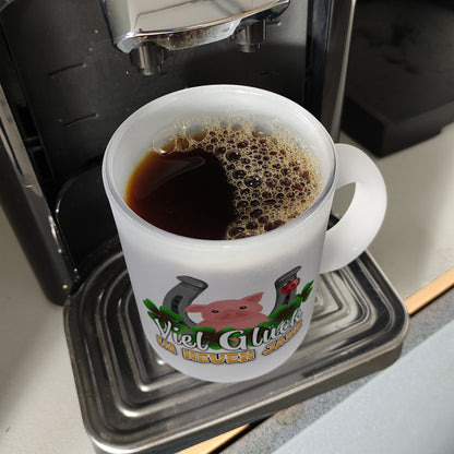 Viel Glück im neuen Jahr Glas Tasse mit Glücksbringern