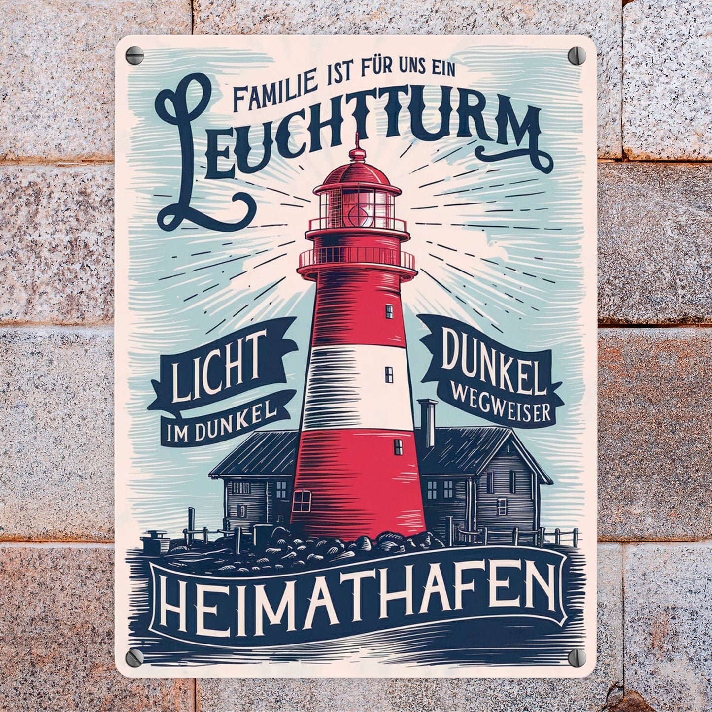 Familie ist für uns ein Leuchtturm Metallschild in 15x20 cm