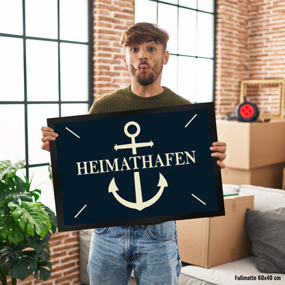 Heimathafen Fußmatte XL mit Anker Motiv