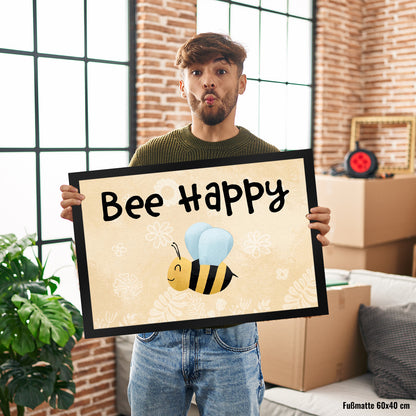 Bee Happy lustige Fußmatte XL in 40x60 cm mit glücklicher Biene