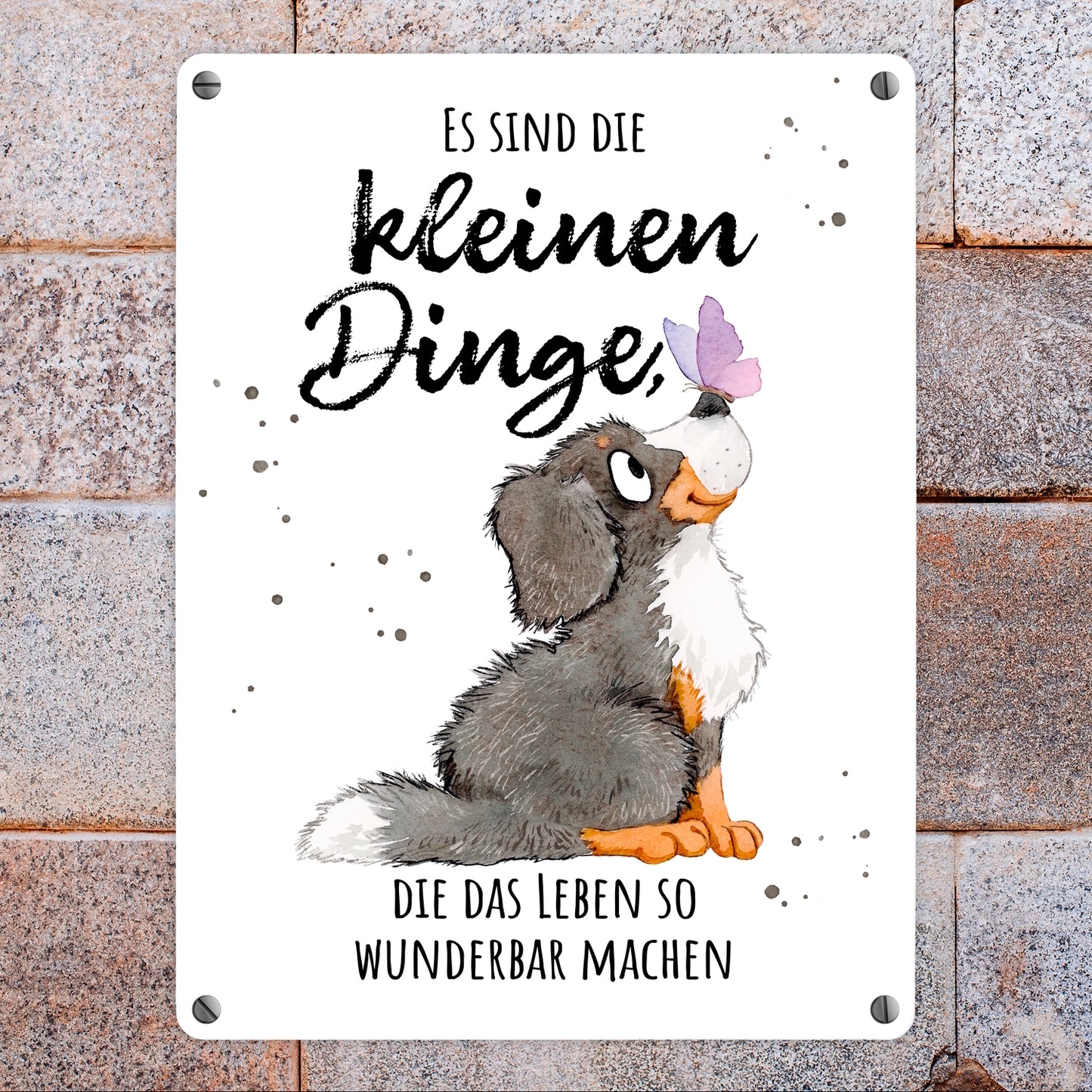 Hund Metallschild in 15x20 cm mit Spruch Die kleinen Dinge machen das Leben so wunderbar