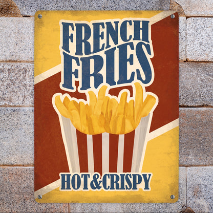 Metallschild XL mit American Diner Classics - French Fries Motiv