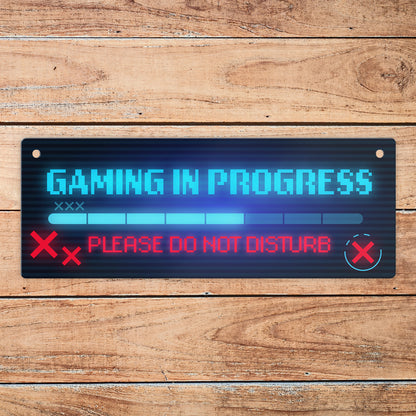 Gaming in progress oder Game Over Wendeschild im Pixel Look