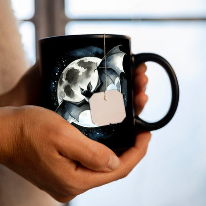 Fledermaus im Mondlicht Tasse in Schwarz