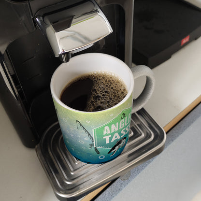 Angler Becher Glitzer-Glitzer-Kaffeebecher mit Fisch und Angel Motiv