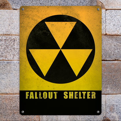 Metallschild XL mit Fallout Shelter Atomschutzbunker Motiv