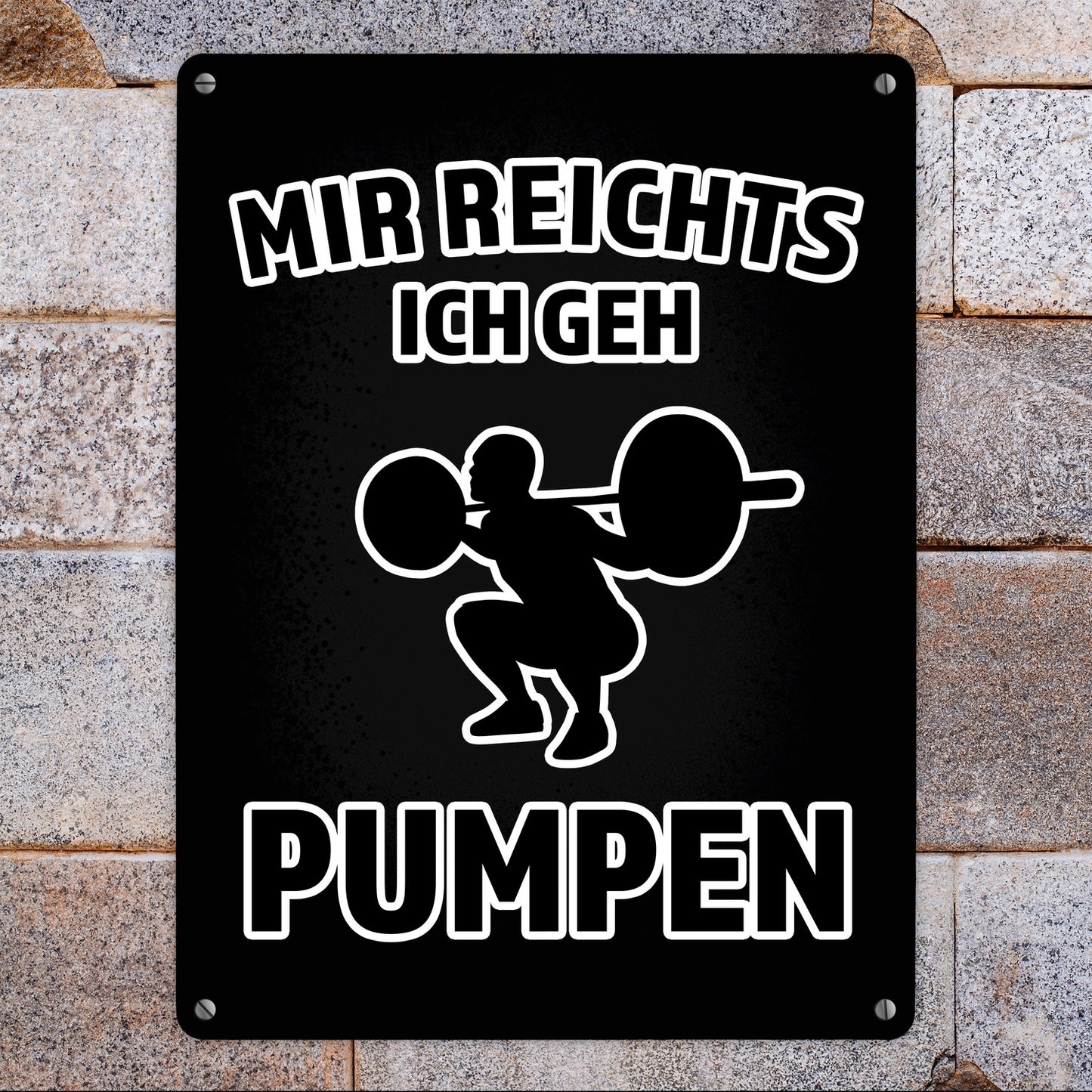 Mir reicht's ich geh pumpen Fitness Metallschild XL in 21x28 cm