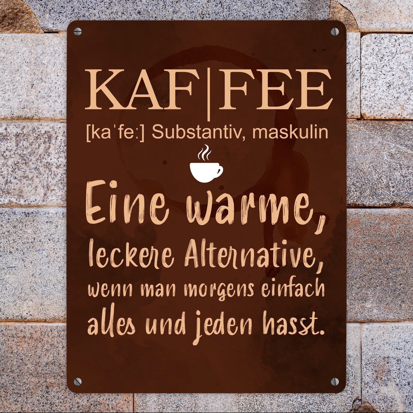 Kaffee - Metallschild XL mit Wortdefinition