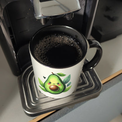 Lächelnde Avocado Kaffeebecher in schwarz