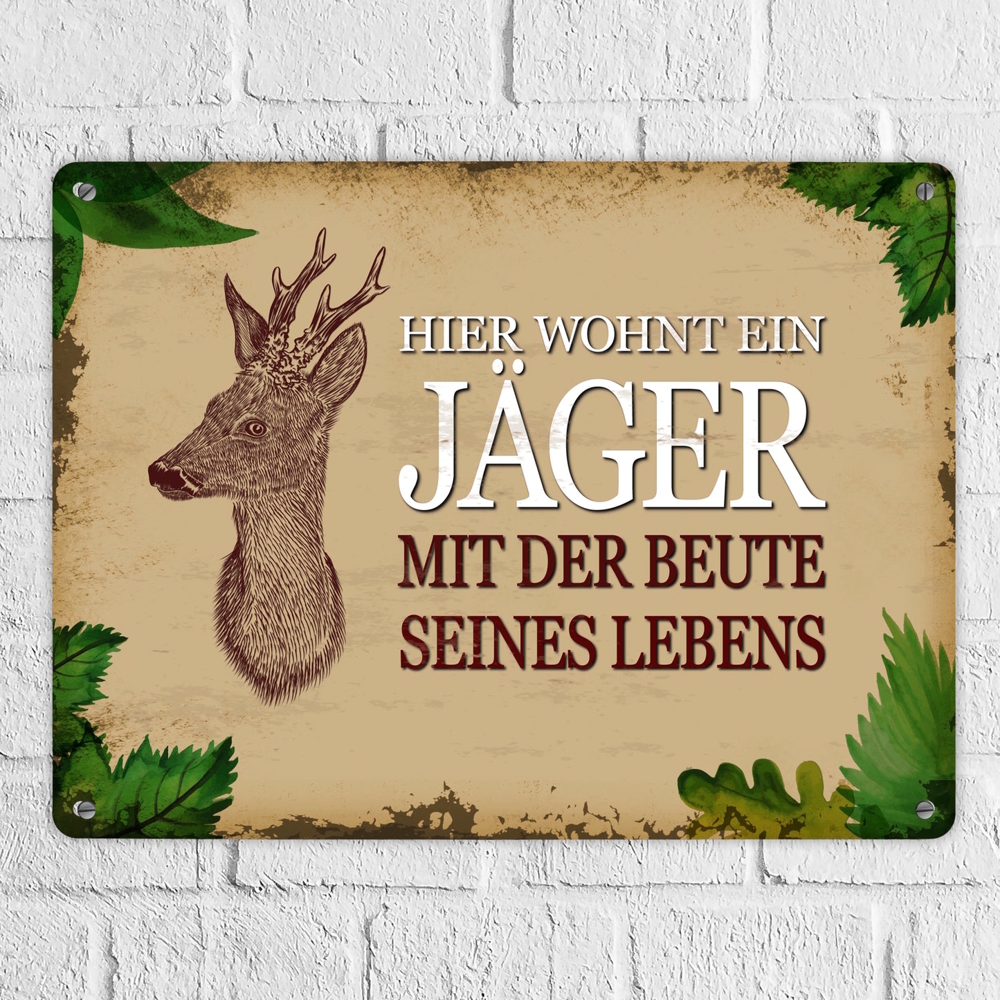 Metallschild XL mit Spruch: Hier wohnt ein Jäger - mit ...