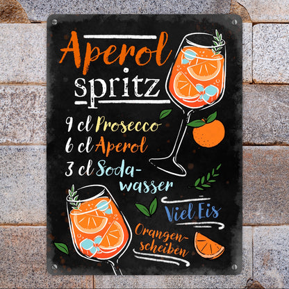 Cocktail-Rezept Aperol Spritz Metallschild XL in 21x28 cm