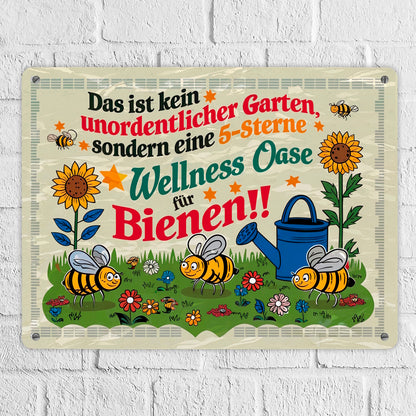 5-Sterne Wellness Oase für Bienen Metallschild XL in 21x28 cm