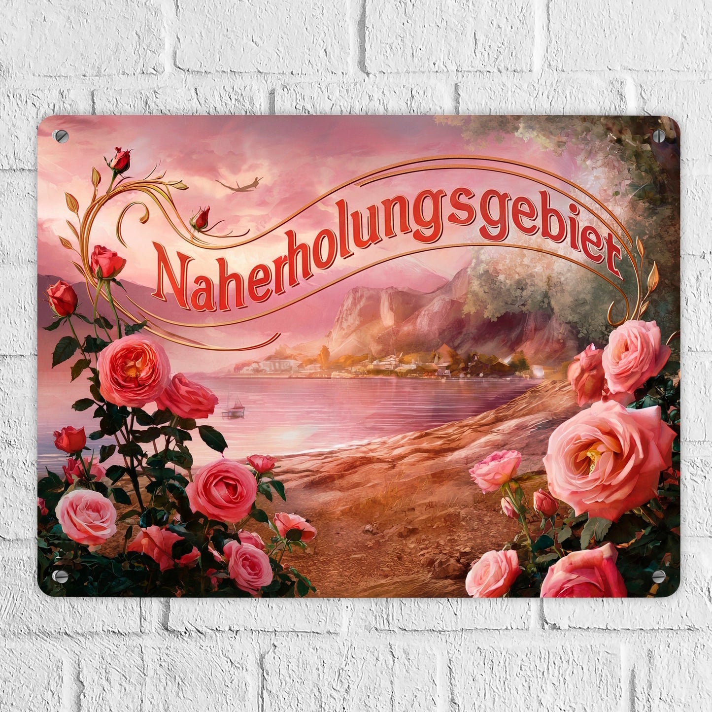 Naherholungsgebiet am See Metallschild XL in 21x28 cm