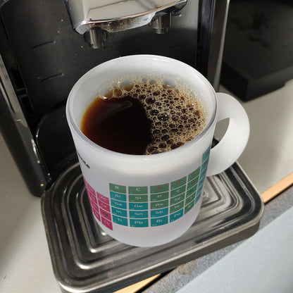 Glas Tasse mit Periodensystem der Elemente Motiv