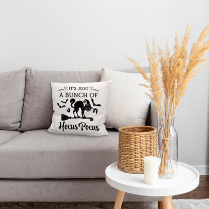 Schwarze Katze Halloween Kuschelkissen mit Spruch A Bunch of Hocus Pocus