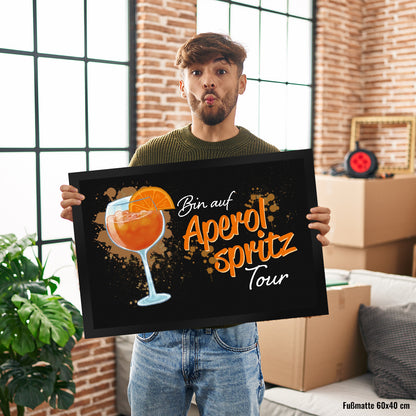 Cocktail Fußmatte XL in 40x60 cm mit Spruch Bin auf Aperol Spritz Tour