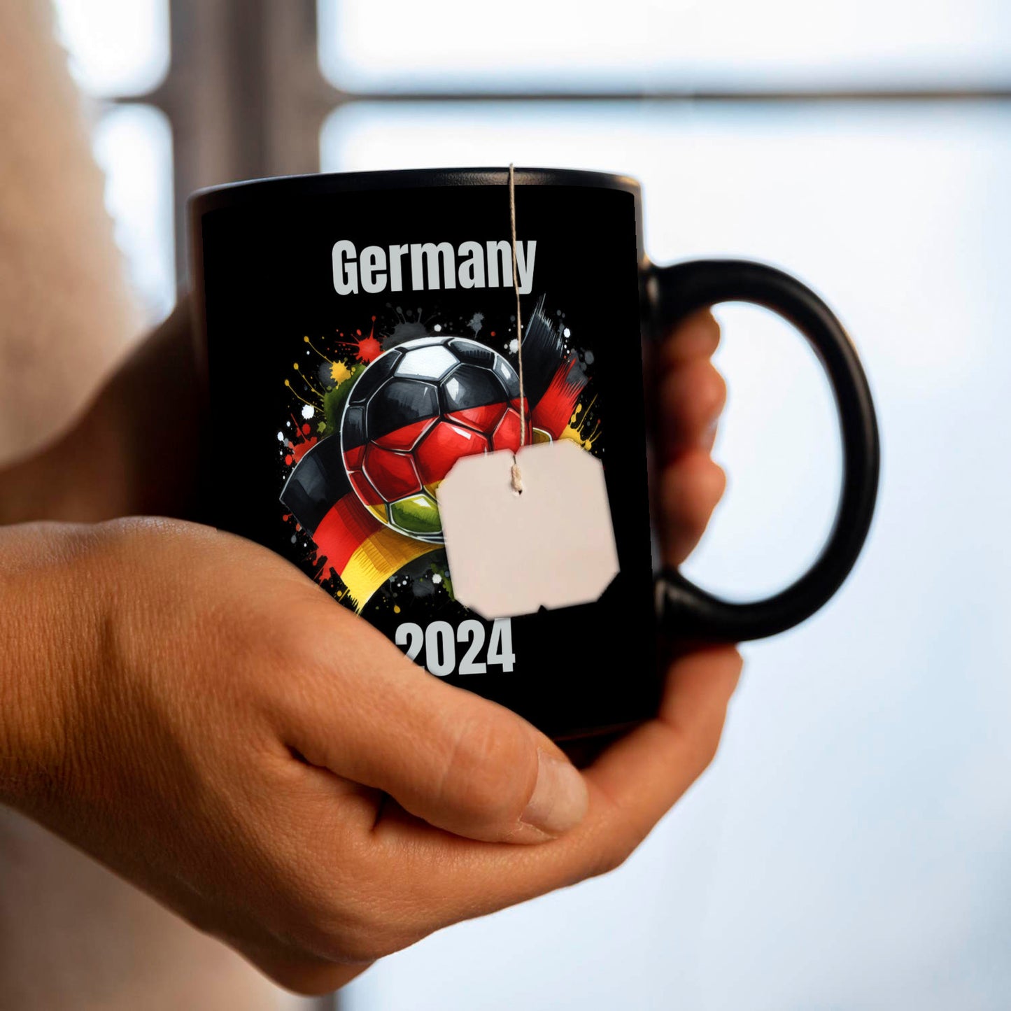 Fußball Deutschland Flagge Tasse in Schwarz