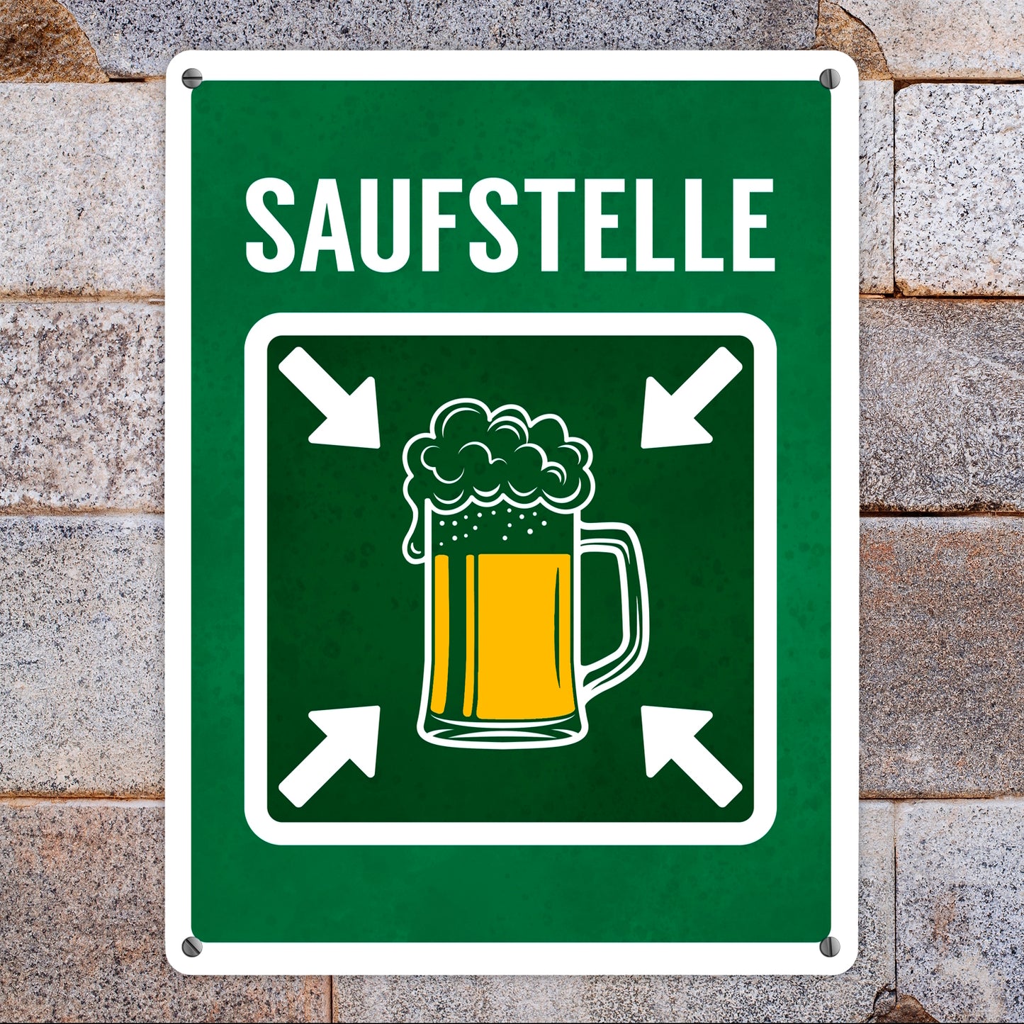 Metallschild XL mit Bier Motiv und Spruch: Saufstelle