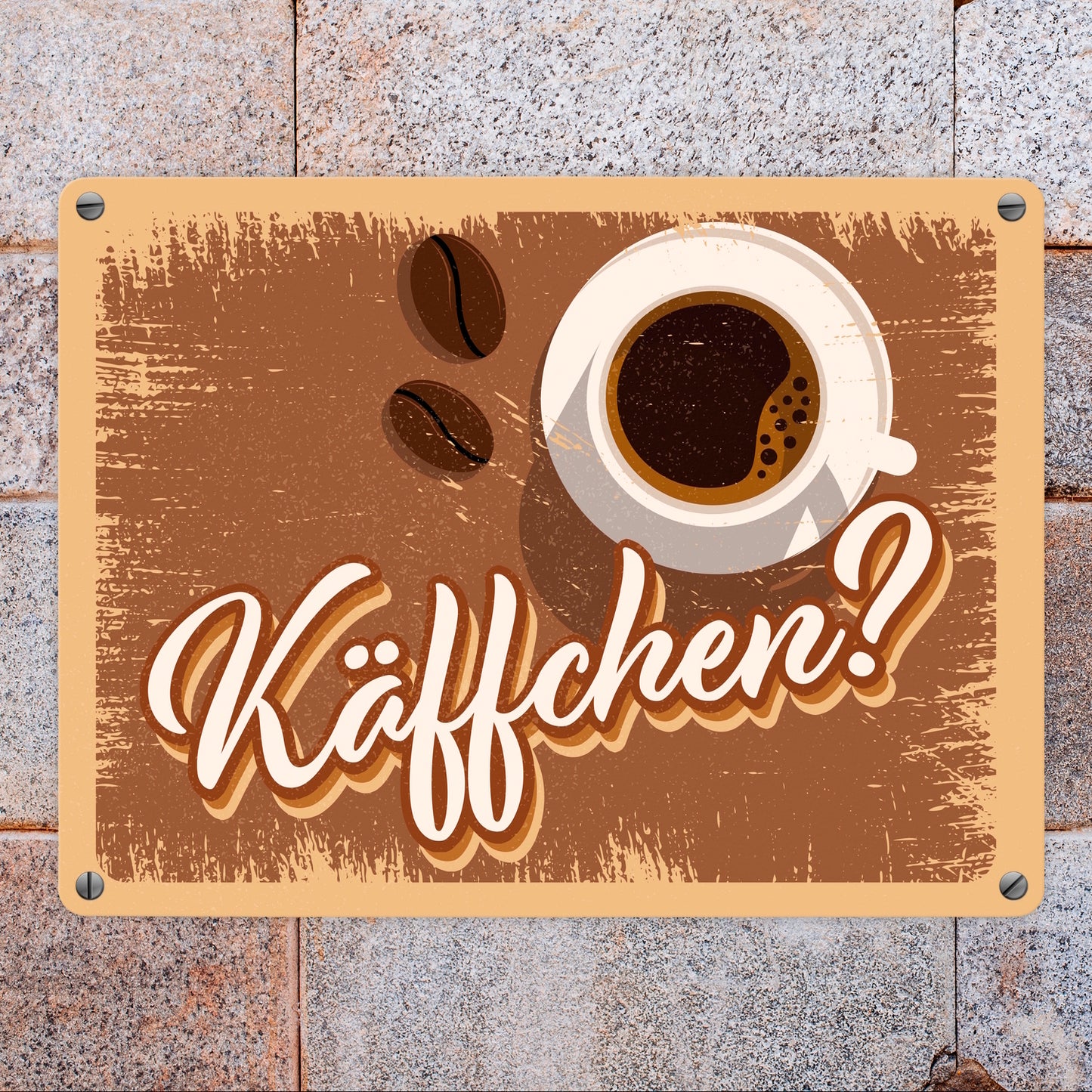 Käffchen? Metallschild im Retrolook mit Kaffee-Motiv