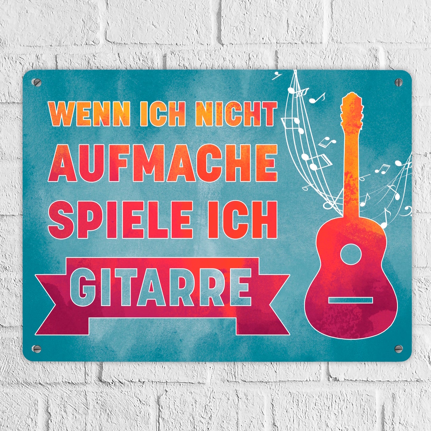 Wenn ich nicht aufmache, spiele ich Gitarre Metallschild XL in 21x28 cm für Gitarristen