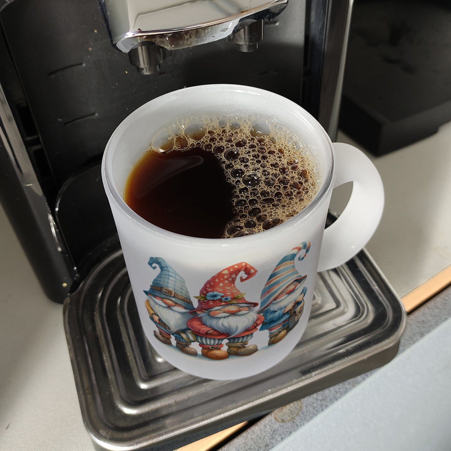 Kobolde mit bunten Mützen Glas Tasse