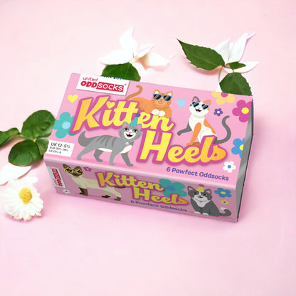 Kitten Heels Oddsocks Socken Geschenke für Frauen Katzen Strümpfe in 30-38 im 6er-Set