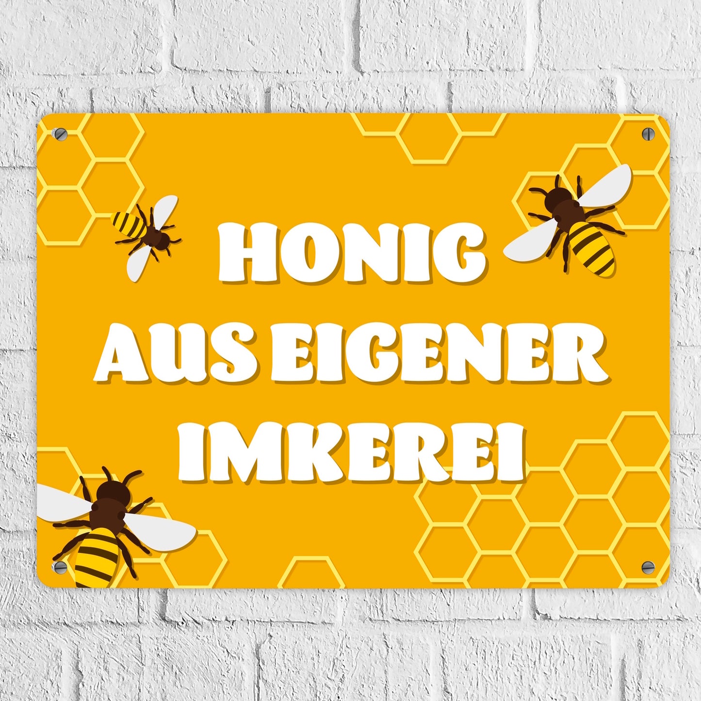 Imkerei Bienen Metallschild XL in 21x28 cm mit Spruch Honig aus eigener Imkerei