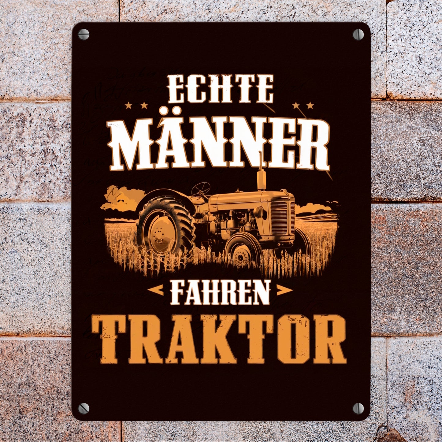 Echte Männer fahren Traktor Metallschild in 15x20 cm