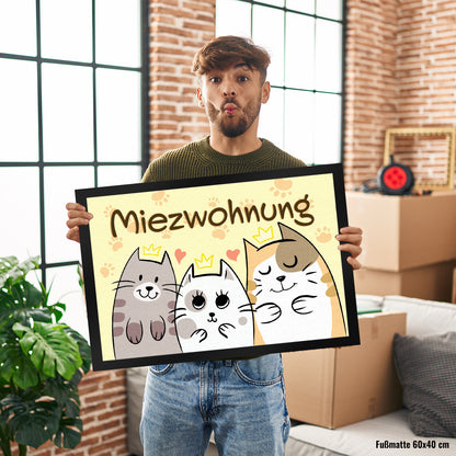 Miezwohnung Fußmatte XL mit drei süßen Katzen für alle Katzenliebhaber