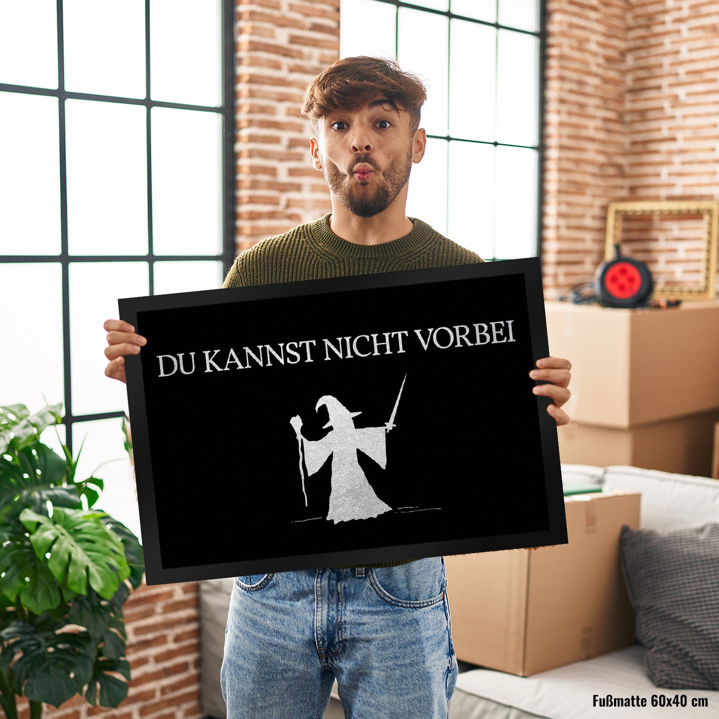 Du kannst nicht vorbei Fußmatte XL mit Zauberer Motiv