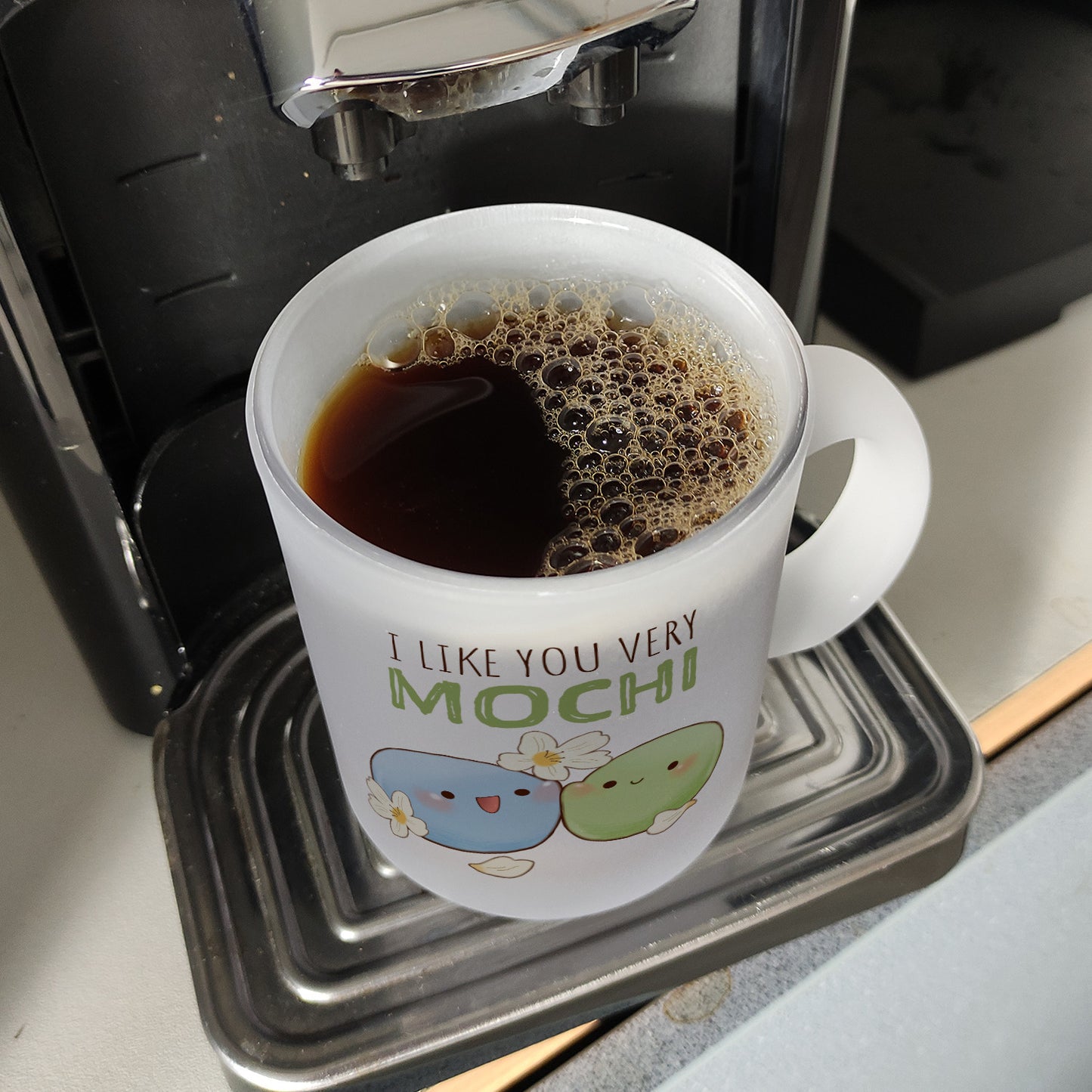 Mochi Freunde Glas Tasse mit Spruch I like you very Mochi