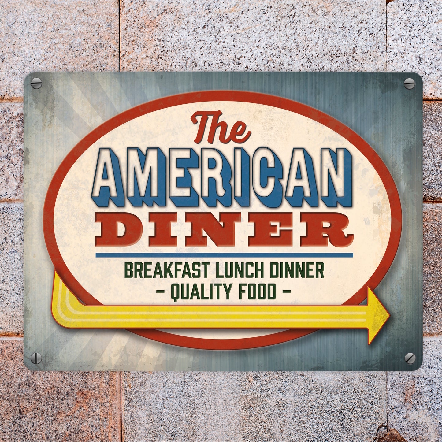 Metallschild mit Classic American Diner Motiv