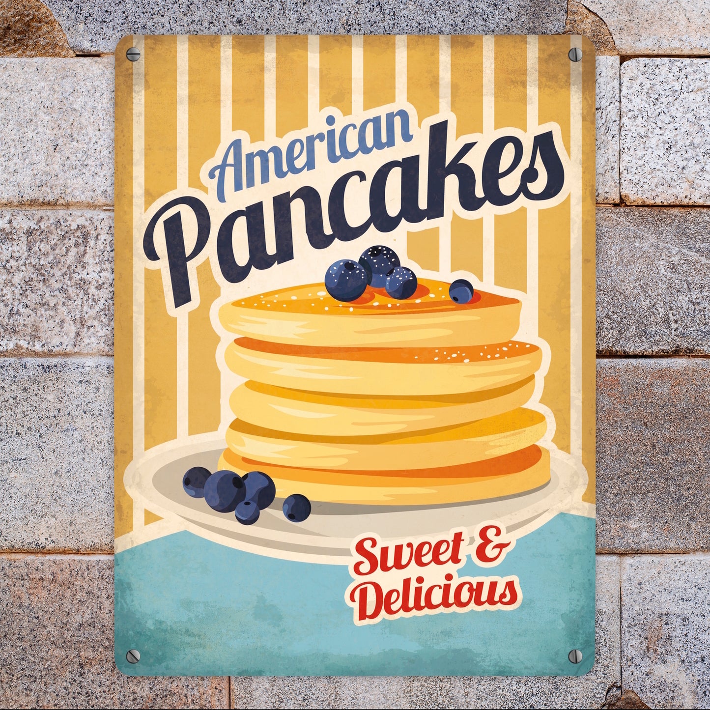 Metallschild XL mit American Diner Classics - Pancakes Motiv