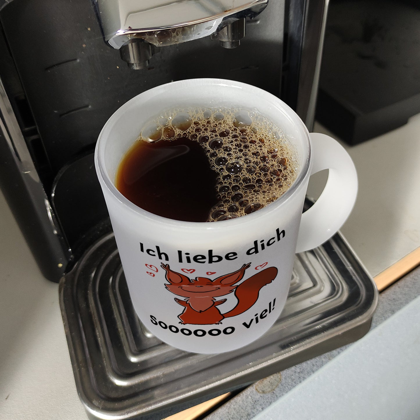 Ich liebe dich soooooo viel Glas Tasse mit niedlichem Eichhörnchen