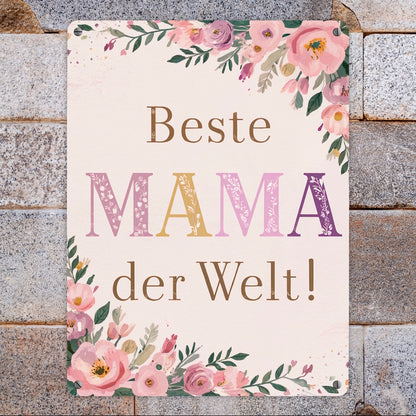 Beste MAMA der Welt Metallschild XL in 21x28 cm