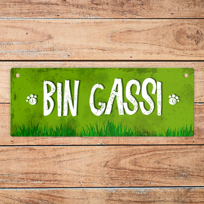 Bin gassi - Bin Zuhause Wendeschild mit Kordel