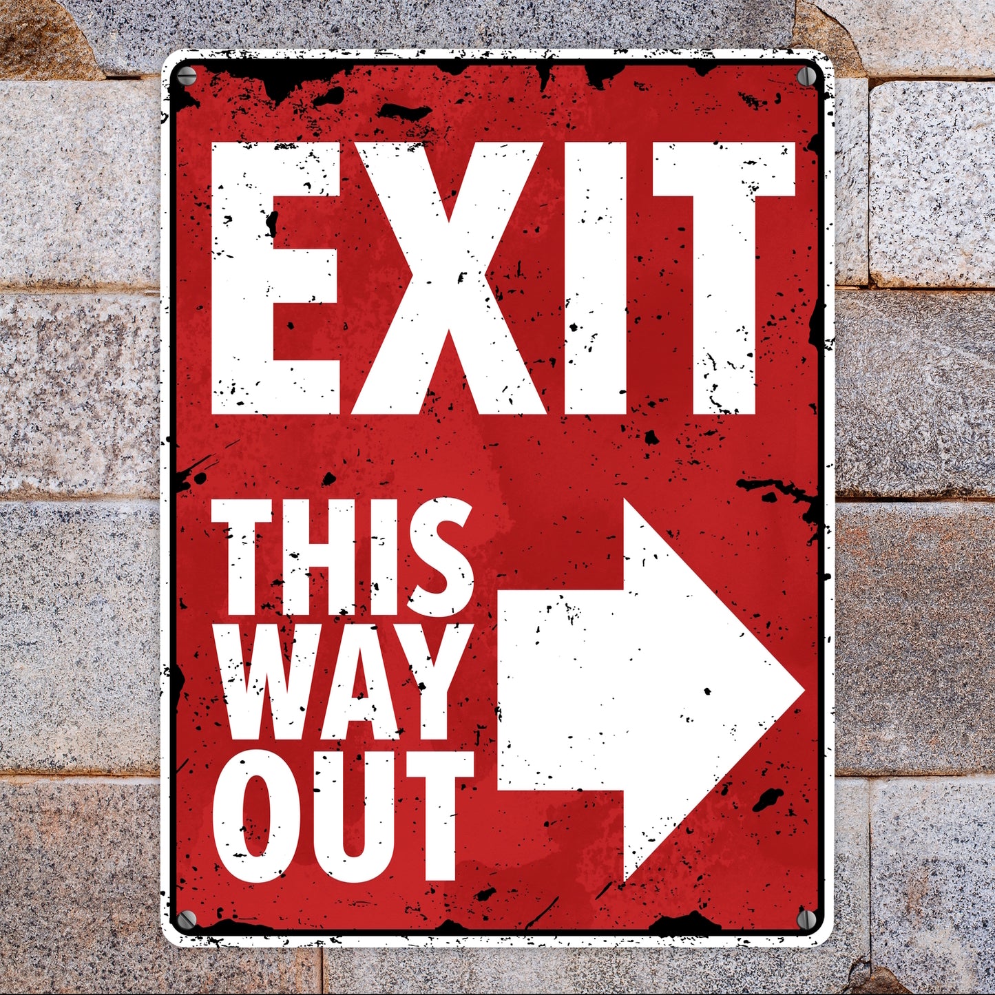 Exit this way out Metallschild XL in 21x28 cm mit Pfeil nach rechts