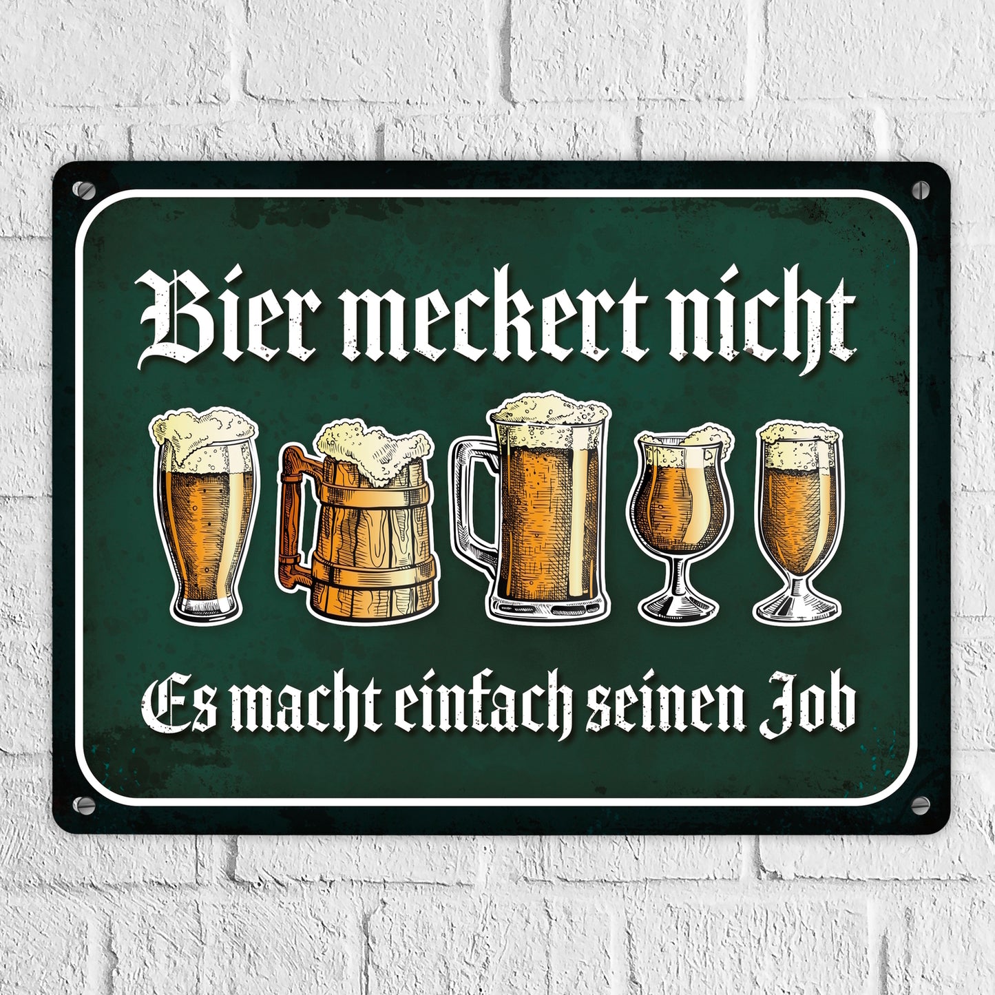 Metallschild XL mit Bier Motiv und Spruch: Bier meckert nicht - es macht ...