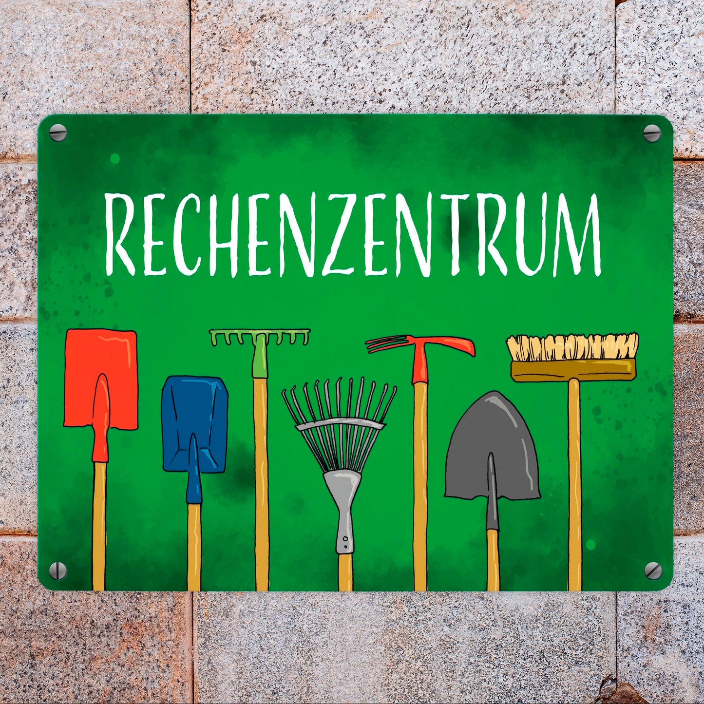 Rechenzentrum Gartengeräte Metallschild