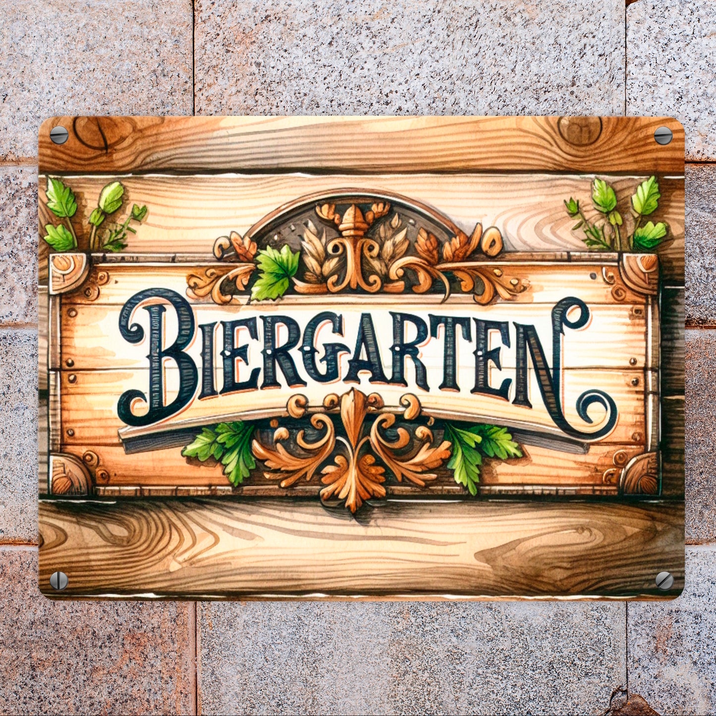 Biergarten Metallschild in 15x20 cm