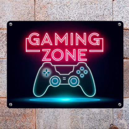 Gaming Zone Controller Fußmatte in Metallschild in 15x20 cm