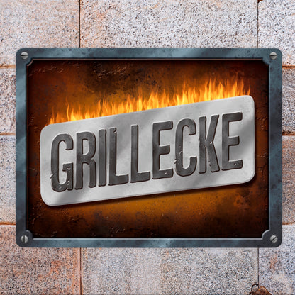 Grillecke Metallschild