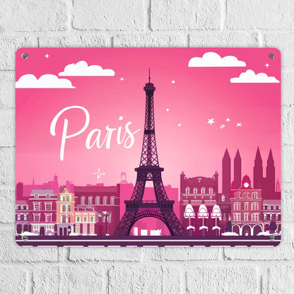 Paris Skyline Metallschild XL in 21x28 cm