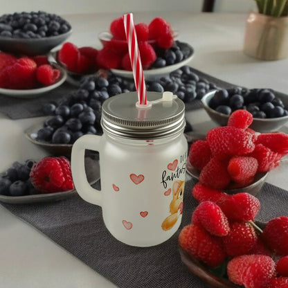 Orange Katze Mason Jar Henkel Trinkglas mit Deckel mit Spruch Du bist fantastisch