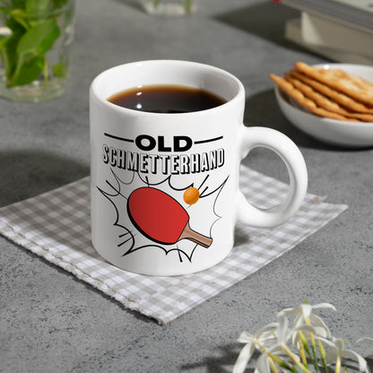 Old Schmetterhand Tischtennis Wortspiel Kaffeebecher