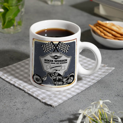 Motorradfahrer und Biker Kaffeebecher bzw. Tasse zum 60. Geburtstag als Geschenk