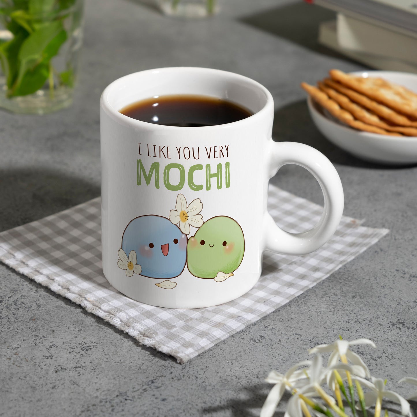 Mochi Freunde Kaffeebecher mit Spruch I like you very Mochi